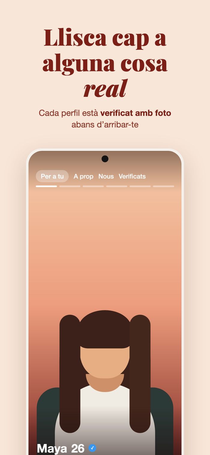 La baralla de Flame amb els filtres Per a tu, A prop, Nous aquí i Verificats, sota «Passa cap a alguna cosa real: cada perfil passa una verificació de foto»