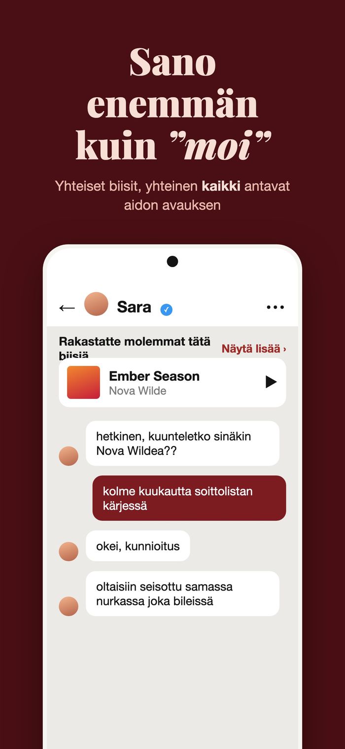 Flame-keskustelu, jossa molemmat pitävät samasta kappaleesta, Nova Wilden Ember Season kiinnitettynä ylös