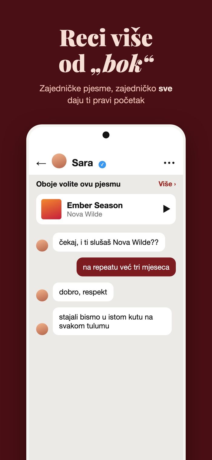 Razgovor u Flameu gdje oboje vole istu pjesmu, s Ember Season od Nova Wilde prikvačenom na vrhu